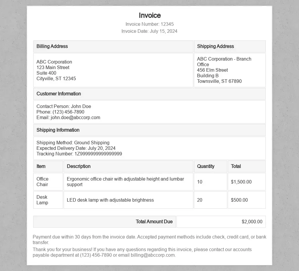 Bill to Ship to Invoice Format Explained