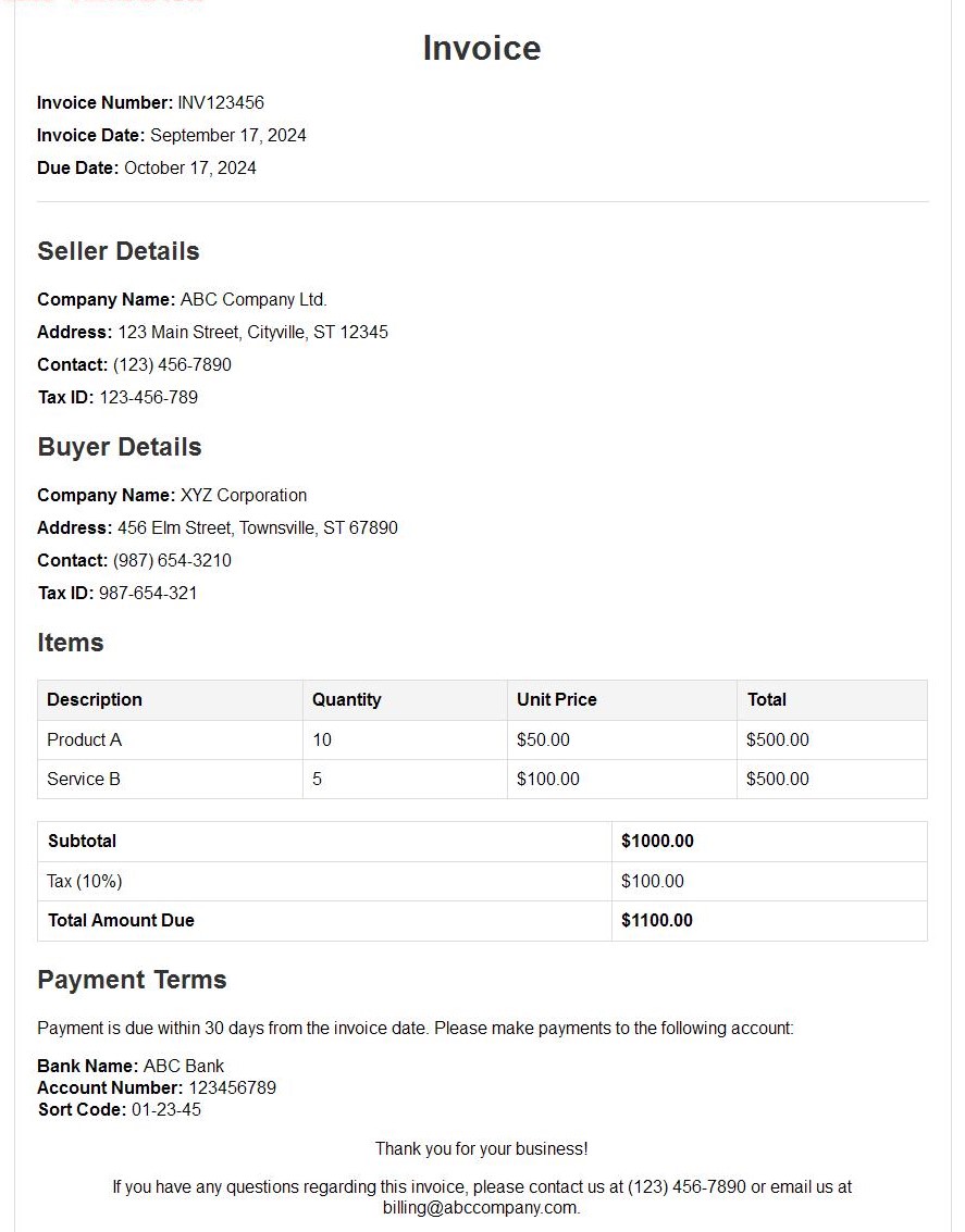 E-Invoice Format