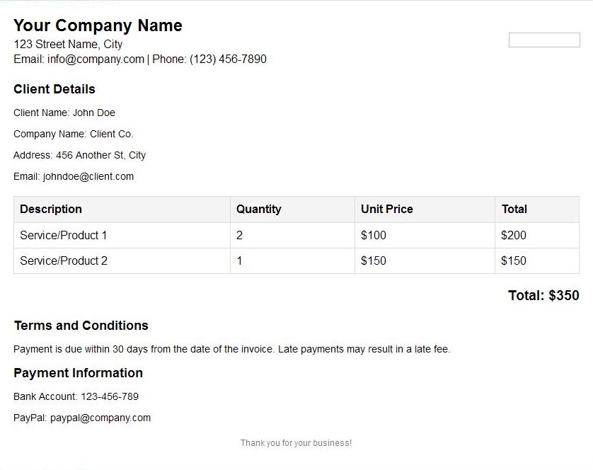 quotation invoice format